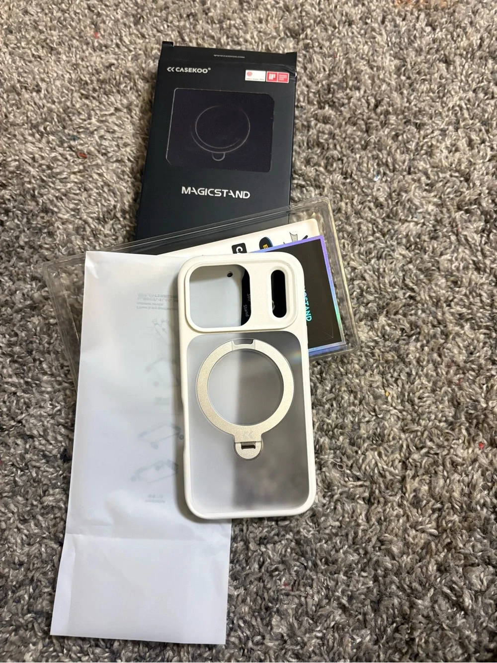 White Magnetic Ring Mount Phone Case for iPhone